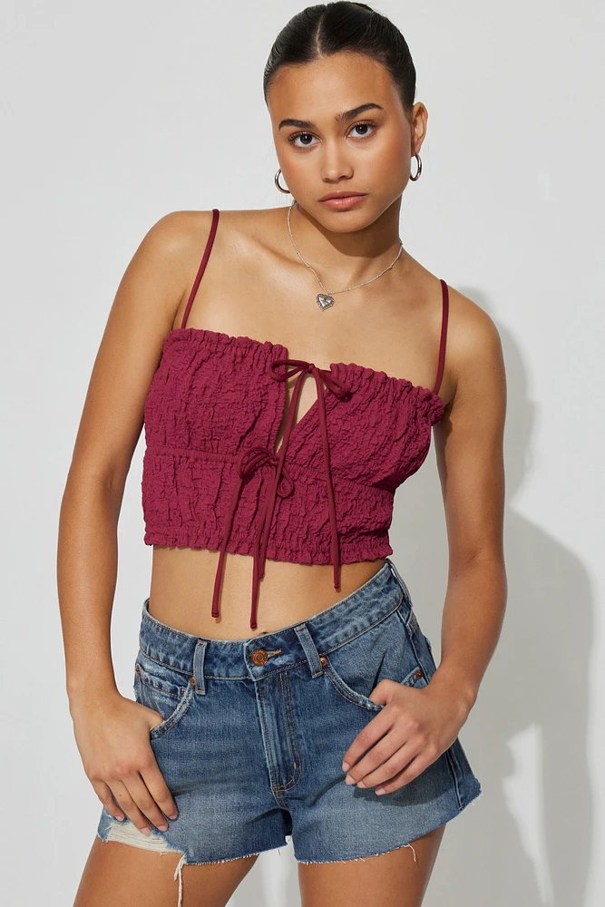 Scrunch Knit Tie Front Cami