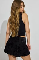 Burnout Flowy Velvet Skort