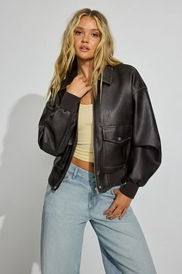 Blouson vintage en faux cuir