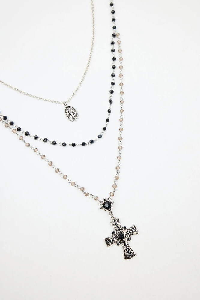 Set of 2 Mary & Rosary Necklaces