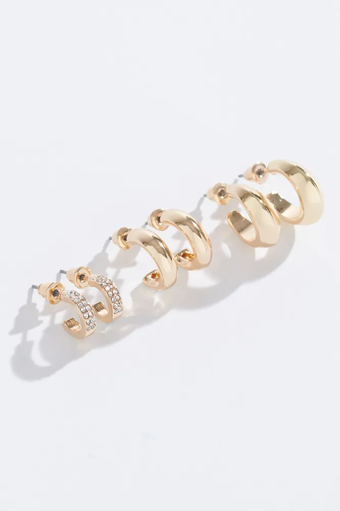 3 Pack Mini Hoop Earrings