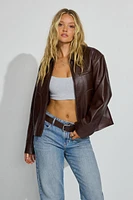 Oversized Faux Leather Worker Jacket