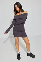 Off Shoulder Long Sleeve Mini Dress