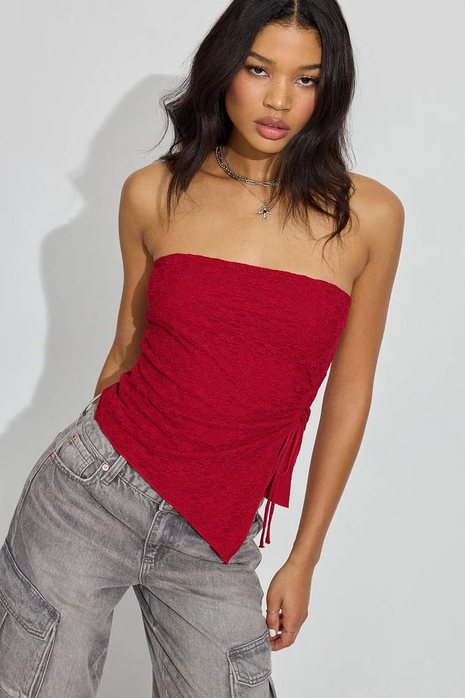 Lace Asymmetric Tube Top