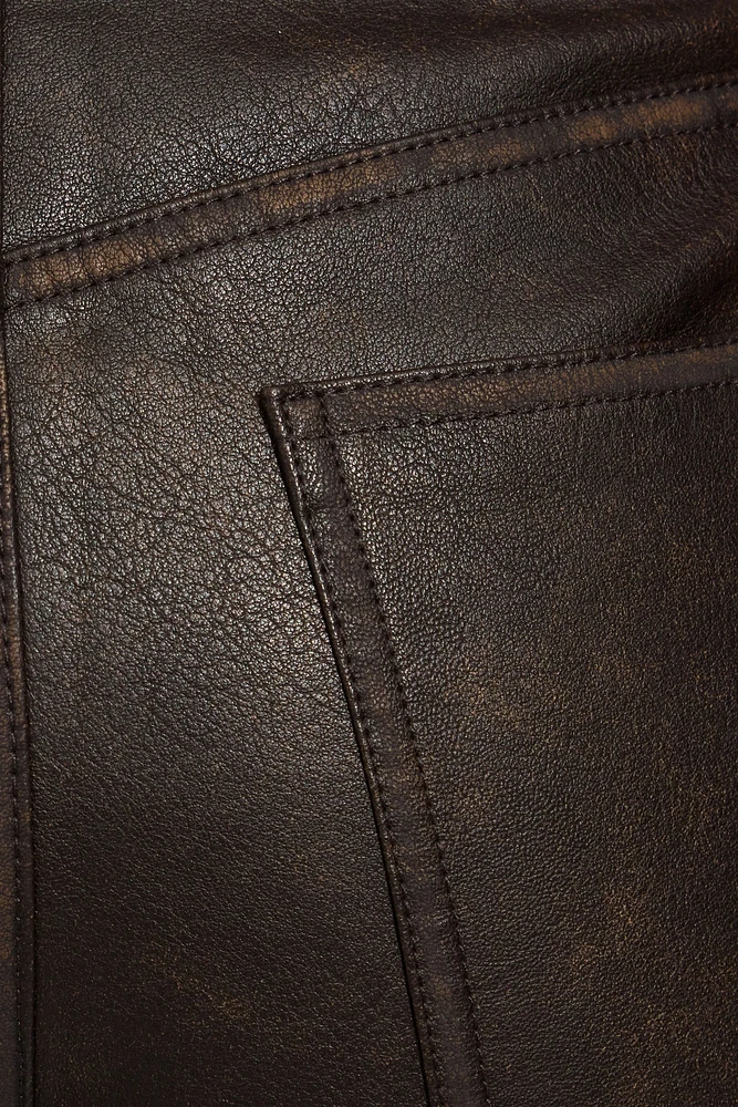 Pantalon droit en faux cuir