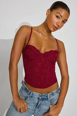 Chrishell Embroidered Mesh Bustier Top