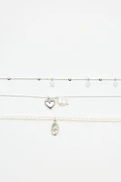 Set of 3 Pearl & Charm Necklace