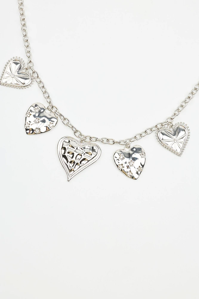 5 Heart Station Necklace