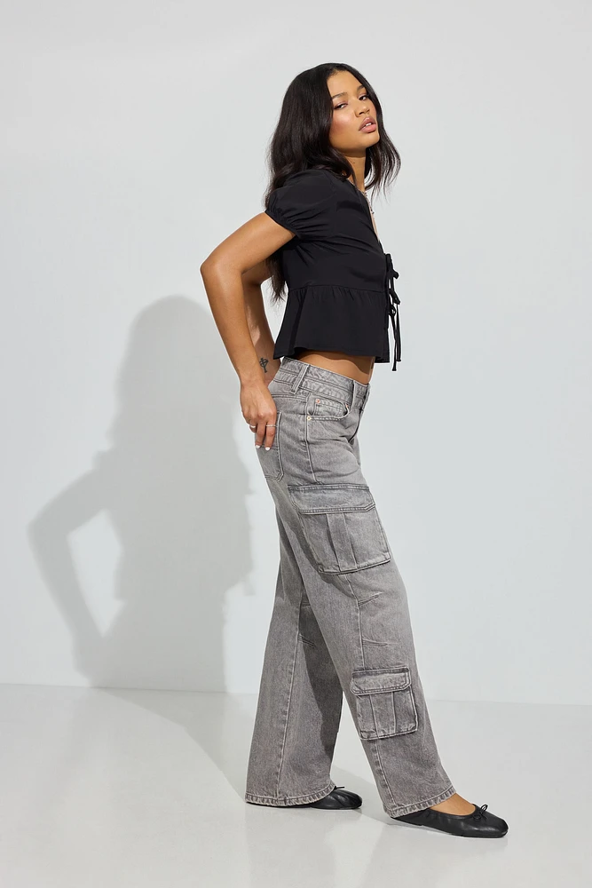 High Rise Wide Cargo Jeans