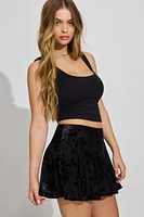 Burnout Flowy Velvet Skort