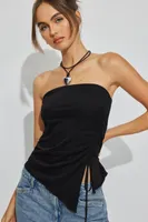 Haut tube asymétrique froncé