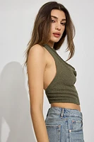 Bouclé Cowl Halter Top