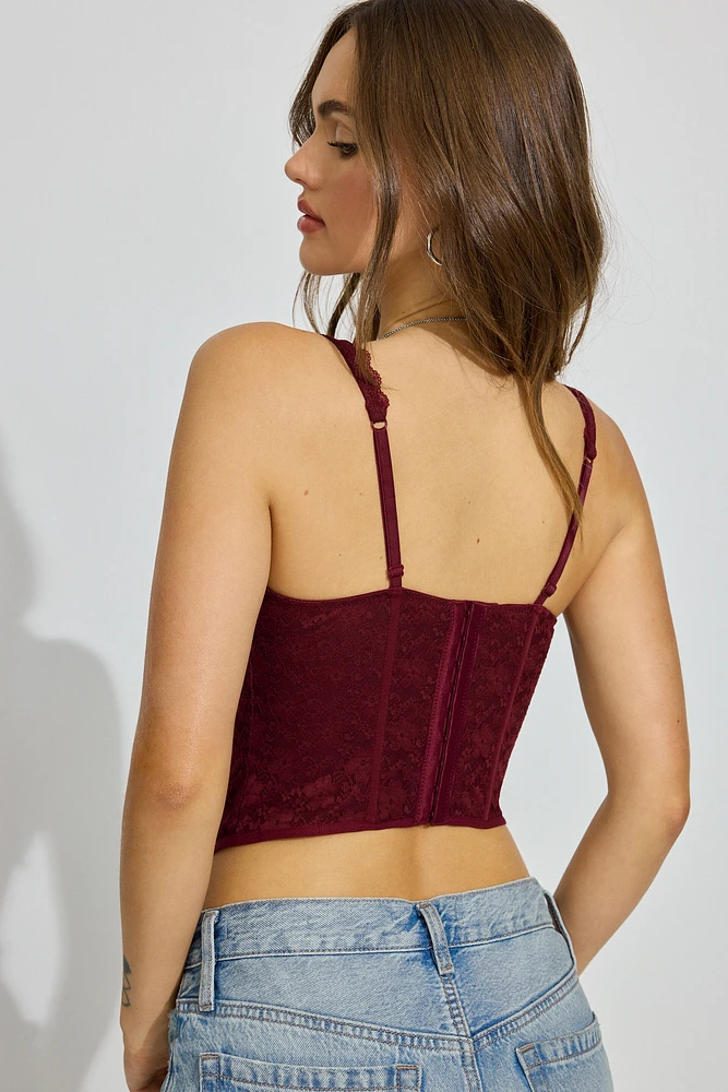 Lace Plunge Bustier Top