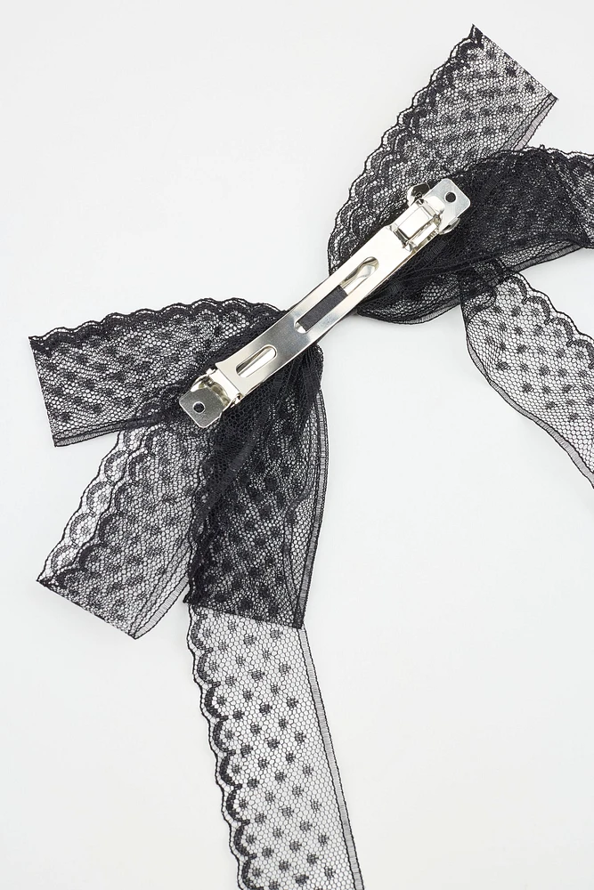 Oversized Lace Bow Clip