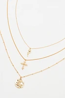 Set of 3 Rose Cross Necklaces