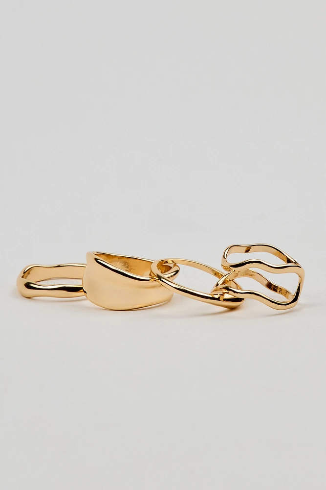 Set of 4 Wavy Minimal Rings