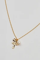 Collier à pendentif en cœur, croix et perle