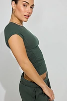 Ruched Boatneck T Shirt