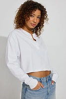 Oversized Henley Long Sleeve Top