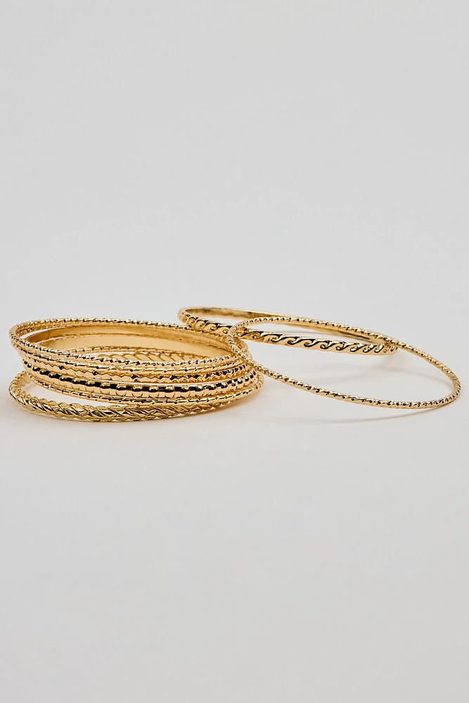 Set of 11 Textured Bangles