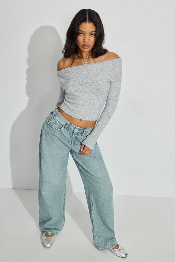 Spongy Off Shoulder Sweater