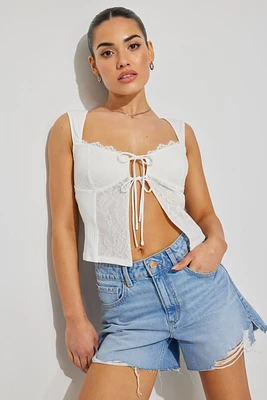 Flyaway Lace Rib Top