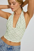 Deep Plunge Mesh Halter Top