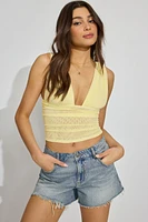Plunge Ruched Mesh Top