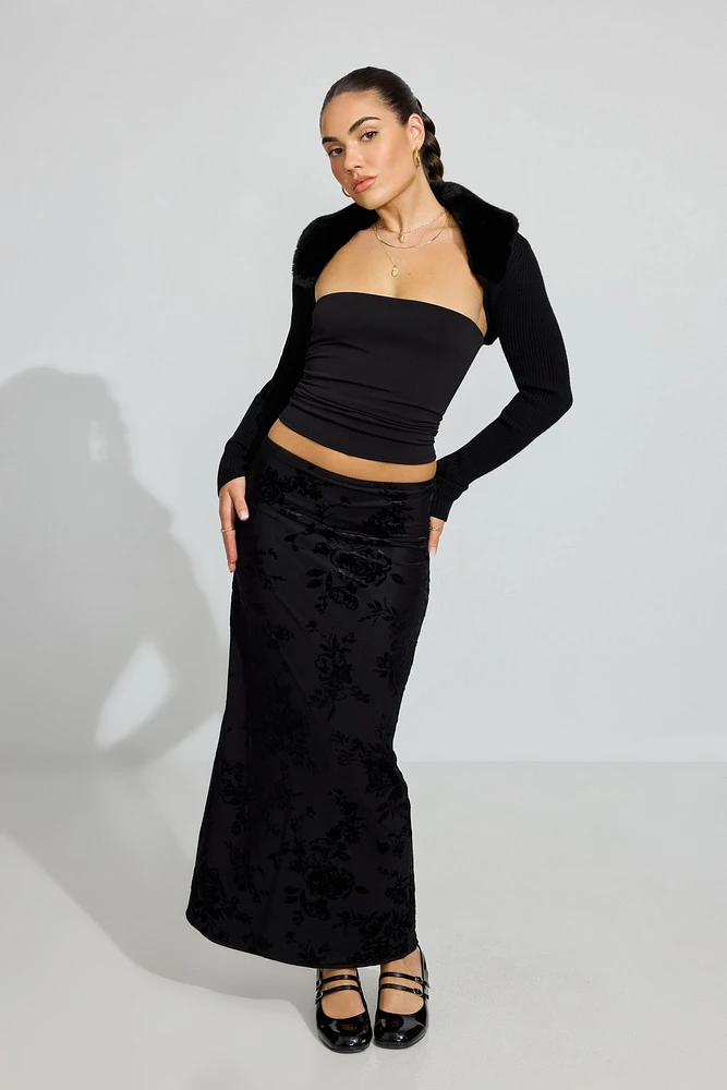 Burnout Velvet Maxi Skirt