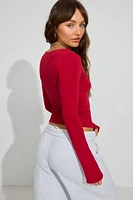 Extreme Scoop Neck Long Sleeve Top