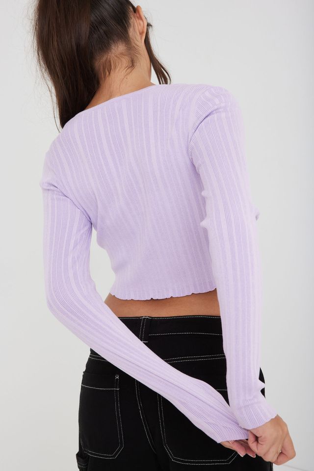 Lavender Sweater Set - Ribbed Cardigan Sweater - Cropped Cami Top - Lulus