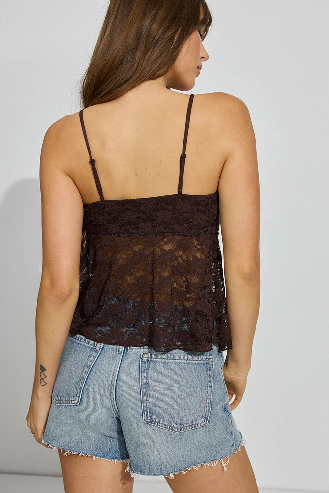 Lace Flyaway Cami Top