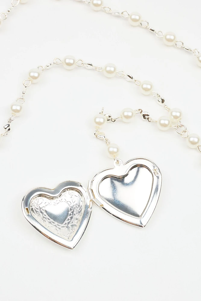 Rosary Heart Locket Necklace