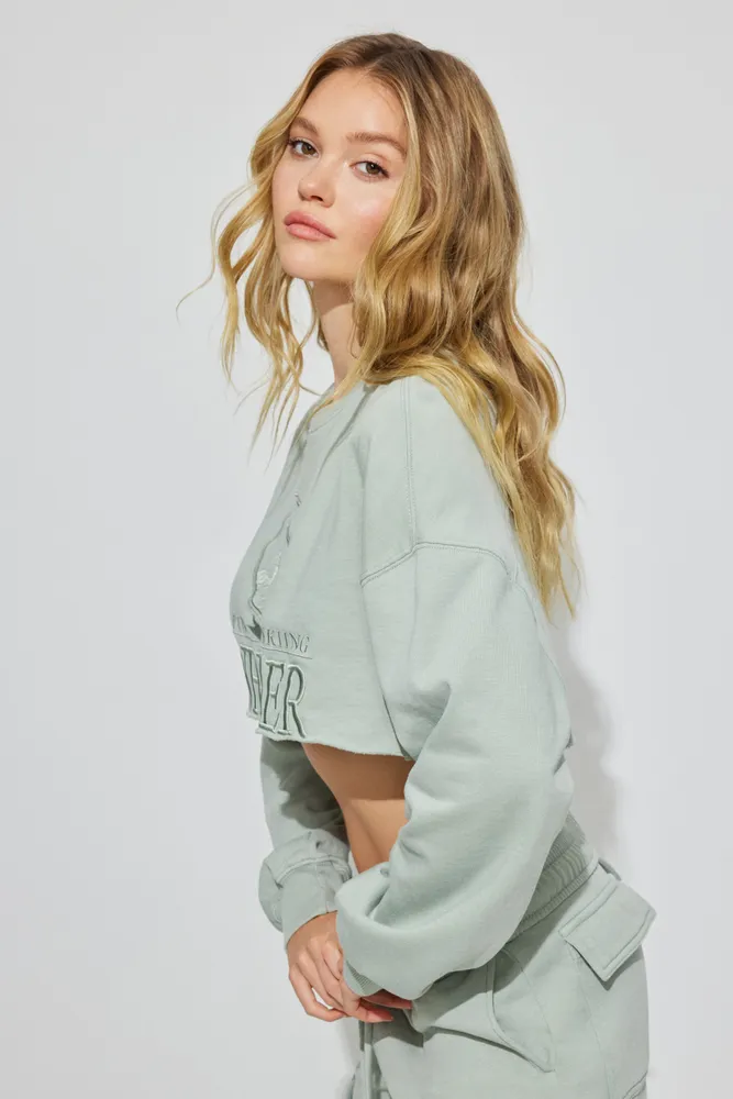 Cropped Oversized Crewneck Sweatshirt