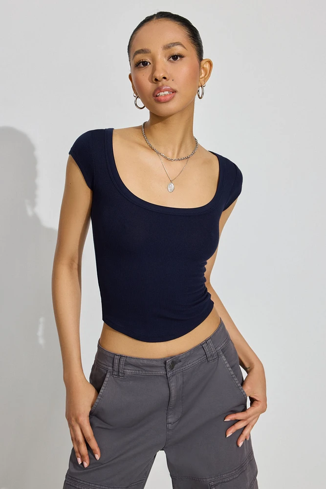 T-shirt à col échancré Pamela