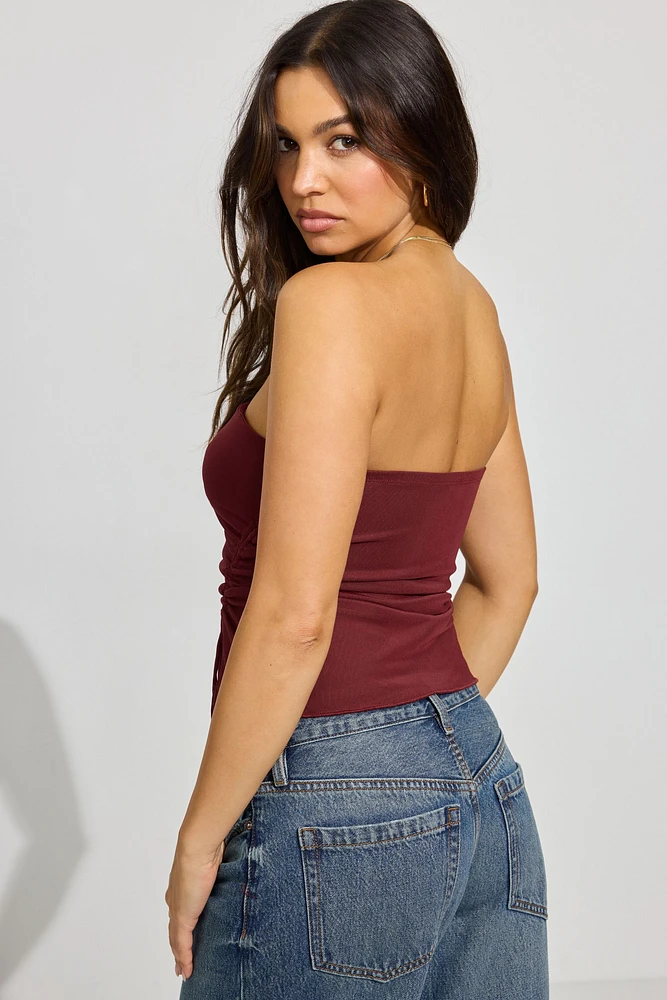 Shirred Asymmetric Tube Top