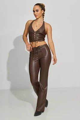 Faux Leather Flare Pant