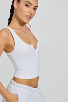Camisole henley côtelée à col échancr