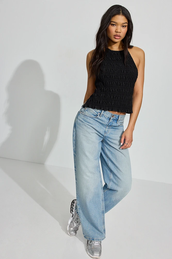 Smocked Boatneck Cami Top
