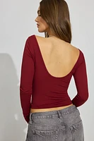 Sleek Boat Neck Long Sleeve Top