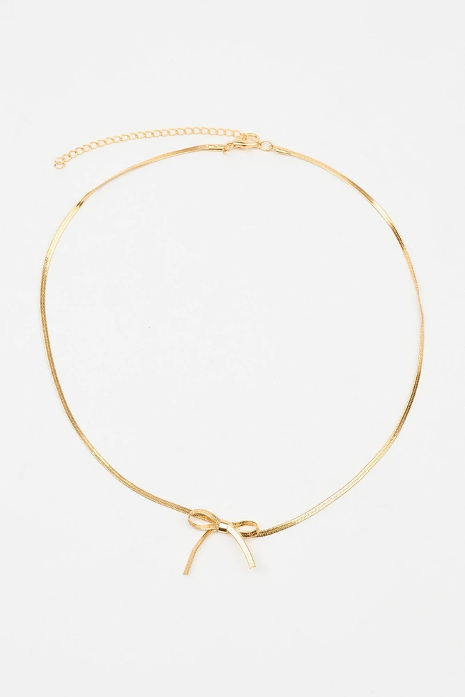 Snake Chain Bow Necklace