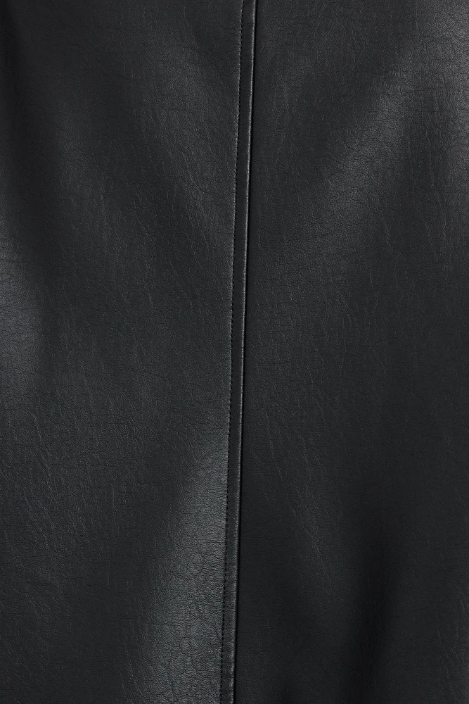 Faux Leather Car Coat