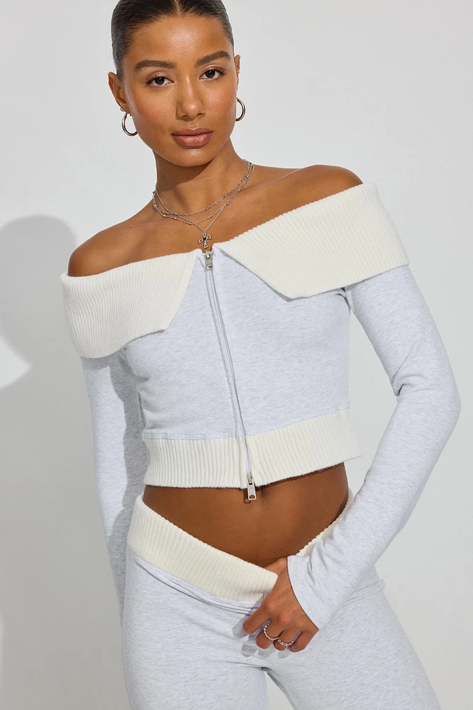 Combo Off Shoulder Zip Up