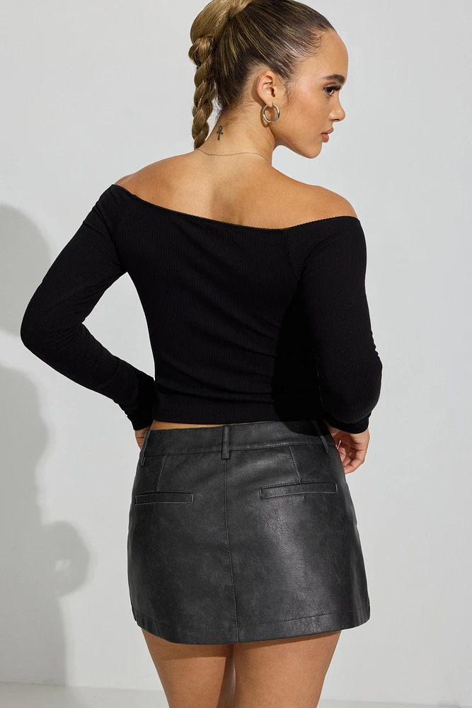 Jupe-short écourtée en faux cuir Brynn
