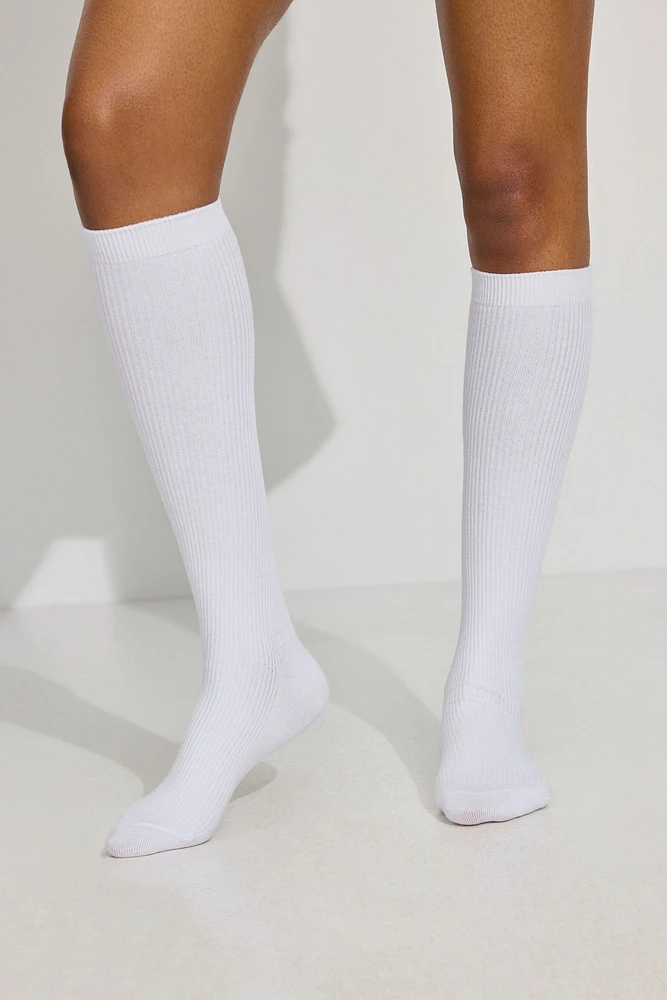 Ribbed Knee High Socks