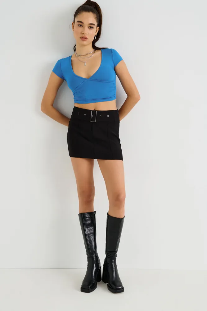 Belted Low Rise Mini Skirt