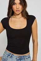Scoop Neck Cap Sleeve T-Shirt