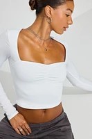 Sweetheart Neckline Long Sleeve Top