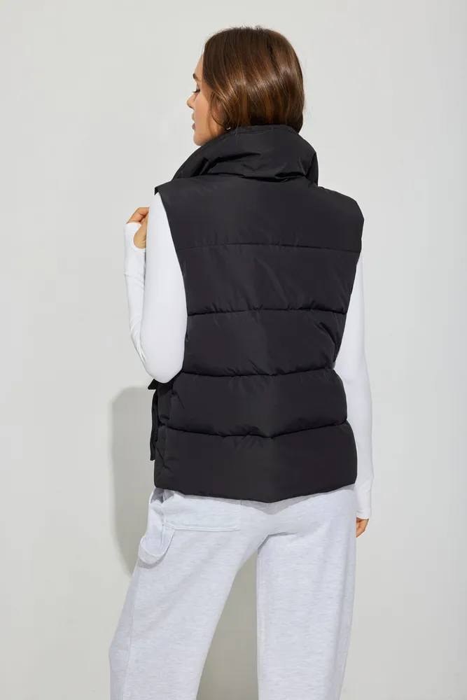 Garage Long Puffer Vest in White