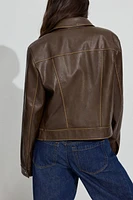 Faux Leather Worker Jacket